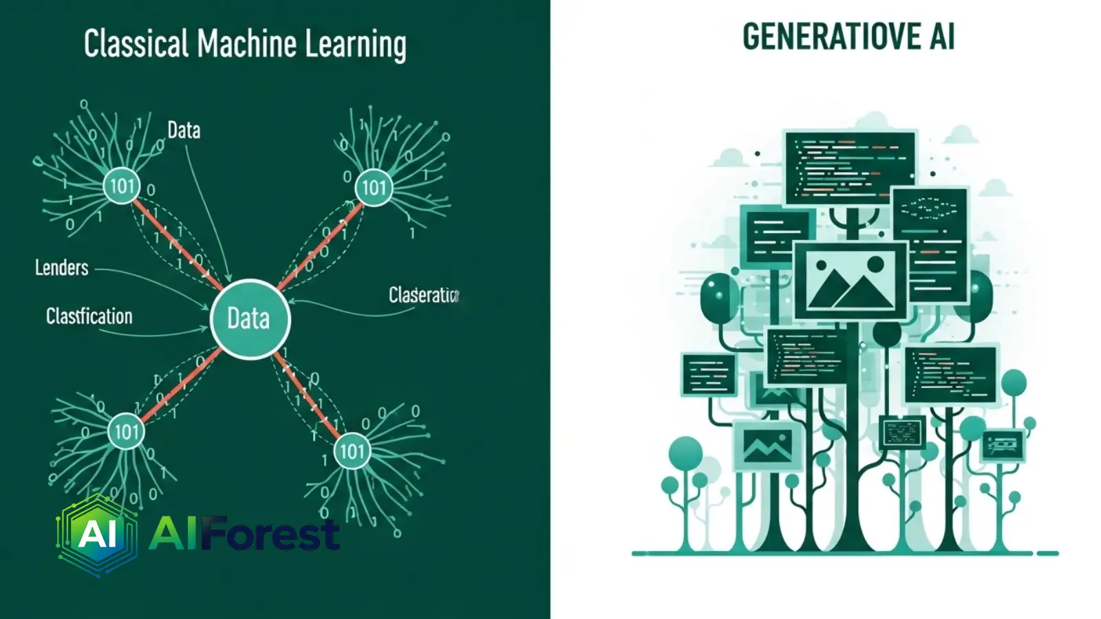 generative AI vs machine learning explained